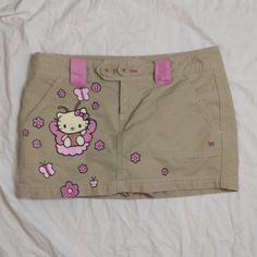 cargo style mini hello kitty skirt Hello Kitty Skirt, Pngs For Moodboards, 2000s Vintage, Custom Hand Painted, Swaggy Outfits, Cute Fits, Dream Clothes