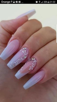 French Nails Square, Cute Acrylic Nail Designs, Nails Square, Pretty Nail Art Designs, Long Acrylic Nails Coffin, Nail Art Wedding, Coffin Nails Long, Bride Nails