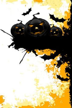 halloween background with pumpkins and bats - halloween seasons / holidays conceptualistic backgrounds in grunge style