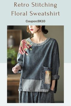 Various Styles!😍
Casual & Affordable! 
UP TO 50% OFF!😍 Shop Now👉️: https://www.buykud.com/ Sewing Tops, Shirts Plus Size, Floral Sweatshirt, Altered Couture, Altering Clothes, Patchwork Print, Upcycled Fashion, Pattern Flower