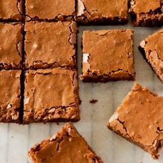 brownies cut into squares and placed on a table