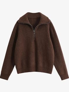 47319624581325|47319624614093|47319624646861|47319624679629 Casual Knitted Sweater, Zippers Fashion, Oversized Turtleneck, Women Sweaters Winter, Sweater Oversize, Zippered Sweater, Oversize Knit, Womens Turtleneck, Long Sleeve Knit Sweaters