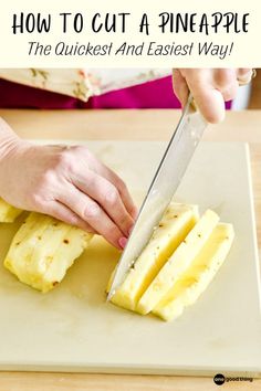 knife being used to cut pineapple slices on a cutting board Apple Cut, Kitchen Help, Kitchen Skills, Food Substitutions, Summer Fruit, Kitchen Hacks, Bon Appetit