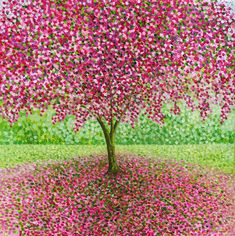 Spring Blossom card-Susan Entwistle Spring Tree Art, Gardening Cards, Pointalism Art, Wisteria Tree, Stippling Art, Spring Painting, Garden Painting, Square Art, Dot Art Painting