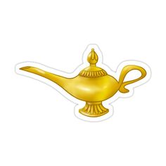 a golden teapot sticker on a white background