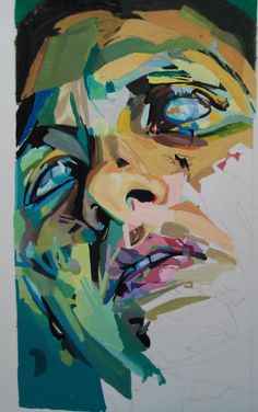 an abstract painting of a woman's face