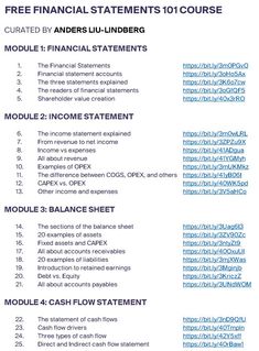 the financial statement is shown in blue and white, with text below it that reads free financial statements 10 course