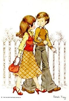 an illustration of two children standing next to each other