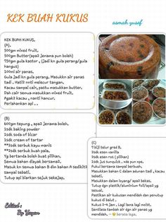 the recipe for kek buah kukis is shown