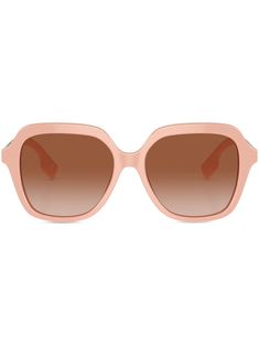 pink acetate square frame tinted lenses logo lettering straight tips These glasses come with a protective case. Lens Logo, Sunglasses Pink, Burberry Eyewear, Logo Pink, Lettering Logo, Square Frame, Letter Logo, Square Frames, Protective Cases