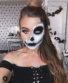 Makeup Clown, Halloweenský Makeup, Holloween Makeup, Creepy Halloween Makeup, Cute Halloween Makeup, Halloween Makeup Diy, Halloween Makeup Pretty, Cool Halloween Makeup, Amazing Halloween Makeup