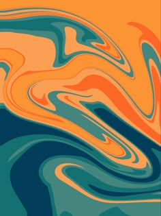 an orange and blue background with swirls in the middle, on top of it