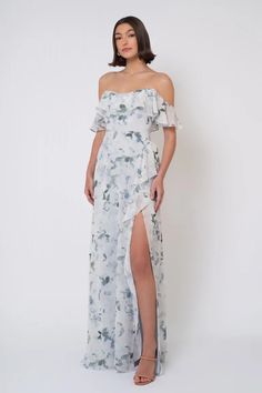 Salma Print by Jenny Yoo | Shop Online Now Jenny Yoo Bridal, Printed Bridesmaid Dresses, Printed Chiffon Dress, Jenny Yoo Bridesmaid, Formal Dresses Graduation, Print Chiffon Dress, Bridal Shower Dress, Jenny Yoo, Rehearsal Dress