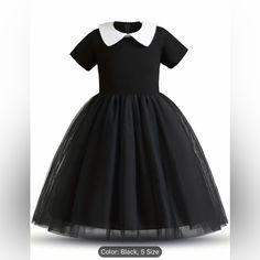 Beautiful Little Girl Dress Fitted Black Dress For School, Black Fitted Dress For School, Black Spring Dress-up Dresses, Black Dress For Spring Dress-up, Cute Black School Dress, Black Kids Dress, Ruffle Dress Long, Floral Skater Dress, Cherry Dress