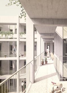 an artist's rendering of a building with balconies