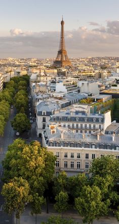 the eiffel tower towering over the city of paris, france as seen from above