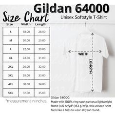 the size chart for this t - shirt is shown in black and white, with measurements