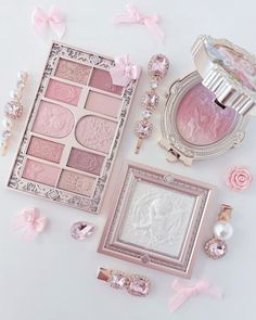 @stellinesoftness Pink Aesthetic Vintage, Rose Milk Tea, Bulletin Journal Ideas, Makeup Palettes, Vintage Makeup, Makeup Palette, Aesthetic Vintage, Cute Makeup, Pink Ribbon