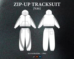 ZIP UP HOODIE  X  TRACK PANTS Streetwear Zip-Up Tracksuit tech pack template. vector illustration basic apparel design front and Back view. Easy edit and customizable. This mockup allows designers to easily present and visualize their own designs, patterns, or logos on the zip up hoodie and track pants, creating a professional and realistic presentation. Vector formats can be scaled and edited without losing quality. Whether it's for fashion design, showcasing products, or creating marketing mat Tracksuit Mockup Free, Tracksuit Sketch, Streetwear Sewing Pattern, Tracksuit Template, Tracksuit Mockup, Hoodie Tech Pack, Tech Pack Fashion, Illustration Basic, Hoodie Mockup Free