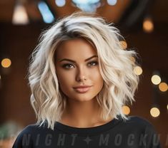 Short Hairstyle Women Platinum Blonde, Blonde Textured Hair, Blonde Wavy Bob With Bangs, Short Haircuts 2024, Easy To Style Haircut For Women, Ash Blonde Balayage Bob, Volume Bob Hairstyles, Shoulder Length Blonde Bob, Blonde Haircuts Short