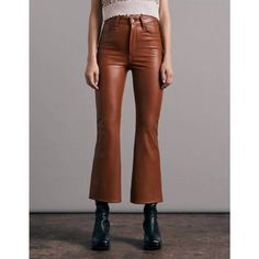 Rag & Bone Women’s Casey Faux Leather Model In Putty Brown High Waisted Flare/Cropped Size 32 New With Tags There’s A Tiny Pull In The Inside Of The Bottom Leg Inseam - Shown In Pictures Otherwise Excellent Condition Measurements Taken Flat Waist 16.5” Front Rise 13” Inseam 26” Leather Flare Pants, Cropped Flare Pants, Leather Pant, High Waisted Flares, Stylish Boots, Weekend Wardrobe, Faux Leather Pants, Women Denim Jeans, Fit Pants