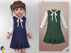 Retro Kids Clothes, 50s Clothes, Sims 4 Royal, Cottage Dress, Cc Clothes