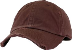 Casual Solid Brimmed Baseball Cap, Adjustable Brown Dad Hat With Visor, Brown Cotton Brimmed Baseball Cap, Distressed Brown Cotton Baseball Cap, Vintage Brown Visor Baseball Cap, Brown Cotton Hat With Curved Brim, Brown Adjustable Visor Baseball Cap, Casual Brown Dad Hat, Brown Cotton Cap