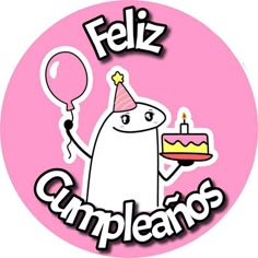 feliz cumpleanos sticker on a pink background