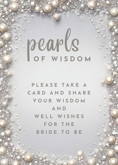 pearls frame with the words pearls of wisdom