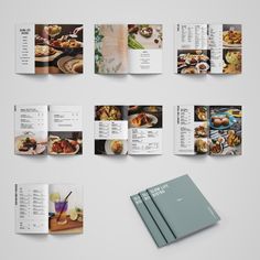 an open brochure with pictures of food on it