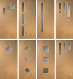 six pictures of different shapes and sizes of doors with glass inserts on the sides