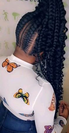 Braided Ponytail Updo For Black Women, Large Ponytail Braid, Poney Tale Hairstyle Braids, Feed In Ponytail Braids With Curls, Stitch Braid Ponytail With Curls, Feed In Goddess Braids Ponytail, Feed In Braided Ponytail Hairstyles Black Women, Feedin Ponytail Hairstyles, Corn Roll Ponytail Hairstyles