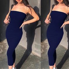 Simple But Sexy Strapless Bodycon Tube Dress. Long And Backless. This Dress Hugs All Body Types To Fit Perfectly All Around. Best Seller! Material: Cotton Blend Blue Bandeau Tube Top For Evening, Evening Blue Bandeau Tube Top, Elegant Fitted Blue Tube Top, Blue Strapless Bodycon Dress For Night Out, Blue Bodycon Strapless Dress For Night Out, Blue Bodycon Strapless Dress For Date Night, Blue Strapless Bodycon Dress For Date Night, Blue Bodycon Strapless Dress, Blue Strapless Tube Top For Club