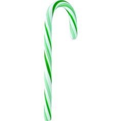 a green and white candy cane on a white background