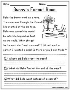 the bunny's forest race worksheet is shown in this printable version