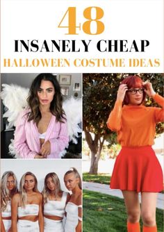 four different pictures with the words 48 insanely cheap halloween costume ideas on them