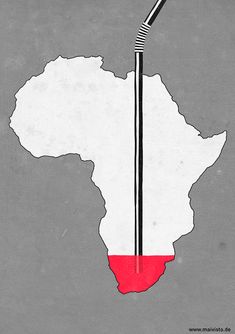 a black and white drawing of a toothbrush sticking out of the middle of africa