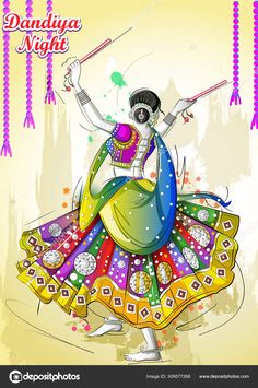 Dandiya Night, Indian Couple, Dancing Drawings, Festivals Of India, Indian Art Gallery, Couples Play, Indian Painting