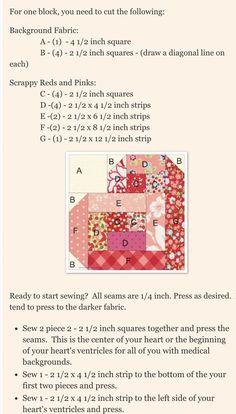 the instructions to make a quilt block