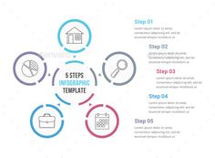 five steps info graphic template with icons