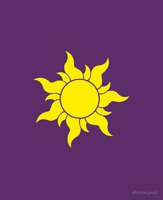 a yellow sun on a purple background