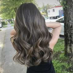 Highlights For Really Dark Brown Hair, Dark Brown Hair With Ashy Babylights, Dyed Hair 2023, Bronde Balayage On Black Hair, Ash Bronde Haircolor Balayage, Cool Toned Brown Hair Balayage, Dark Brown Hair Blonde Highlights, Cool Tone Brown Hair, Ash Brown Hair With Highlights