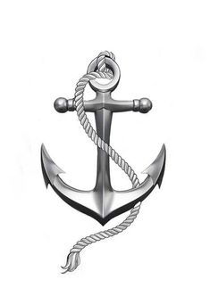 an anchor with rope on white background