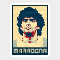 an image of the famous soccer player maradona on a paper sheet with red, white and blue colors