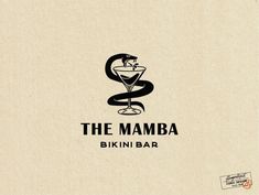 classic masculine design features an alcoholic beverage with a Black Mamba wrapped around the glass Bar Logos Vintage, Bar Logos Ideas, Bar Logo Design Ideas Graphics, Sports Bar Logo Design, Cocktail Bar Logo Design Ideas, Logo Design Bar, Dive Bar Logo, Alcohol Branding Design, Luxurious Logo Design