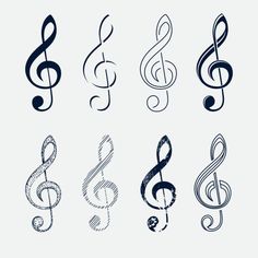 music notes are lined up in different styles