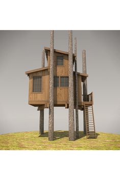 a tree house with stairs to the top