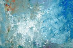 an abstract painting with blue and white colors