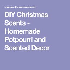 the words diy christmas scenes - homemade potpour and scented decor on a purple background