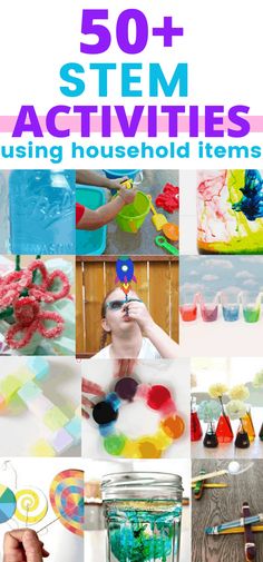 These fun STEM activities use only common household items that you probably already have laying around the house. These fun, educational activities will not only keep your kids happy and busy, but they will also help them continue to actively learning while they create, solve problems, and play. STEAM activities. STEM ideas. Boredom busters for kids. science experiments for kids.